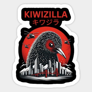 Kiwizilla Funny Kiwi Bird New Zealand Bird Lovers Sticker